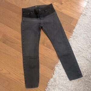 Maje H15 Pomo Black Skinny Ankle Jeans, size 36 small, grey and black